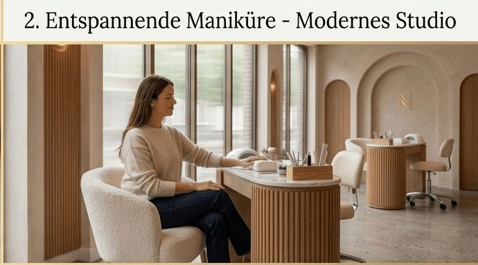 Entspannende Maniküre-Behandlung in einem hellen, modernen Beauty-Studio.